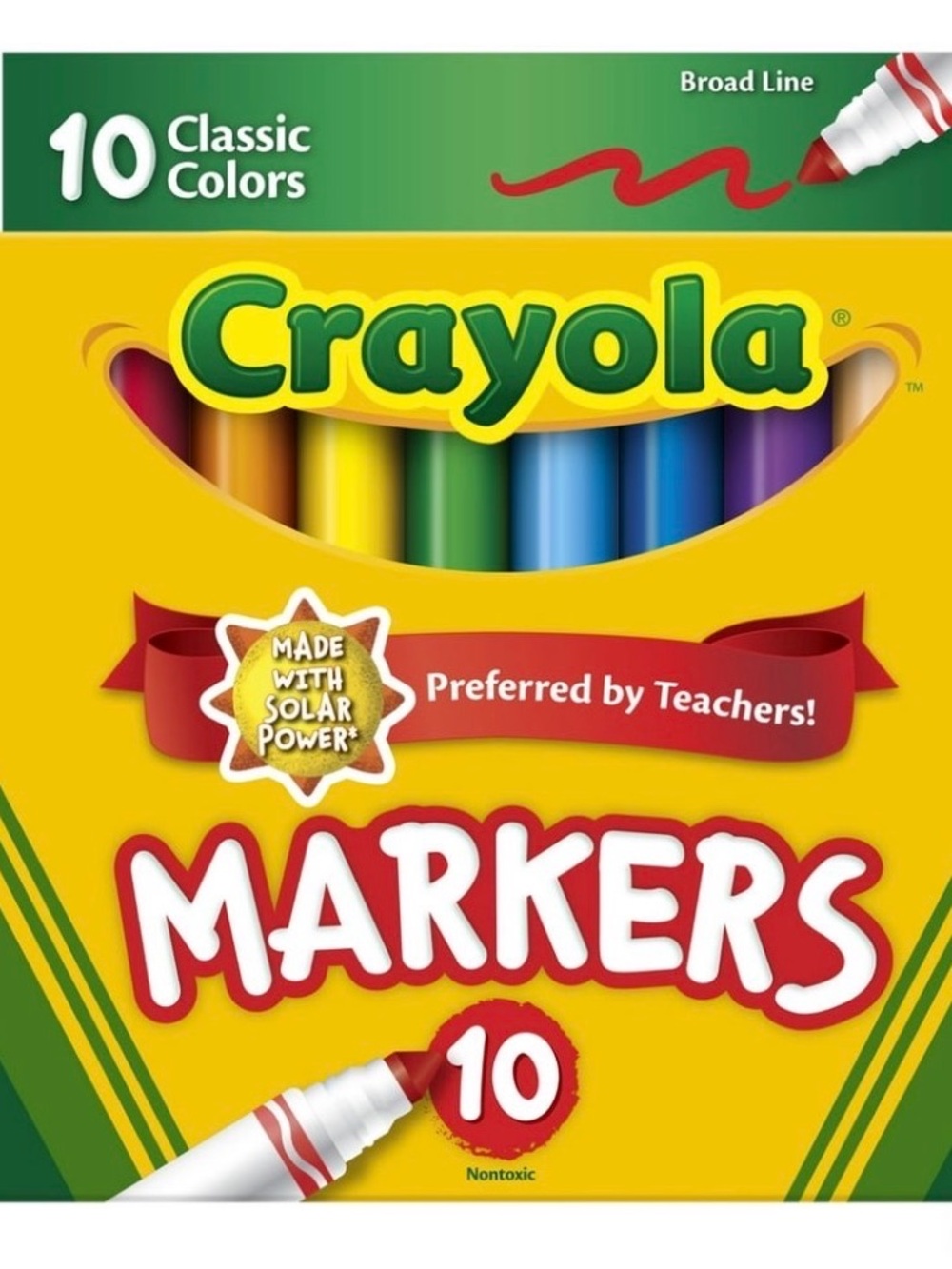 Crayola Classic Colors Markers, 10 Count - Multicolor